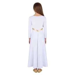 Girl Metallic Liturgical Praise Dance Dress Gold Cross Pattern Church Celebration of Spirit Praise Stage Performance Dancewear