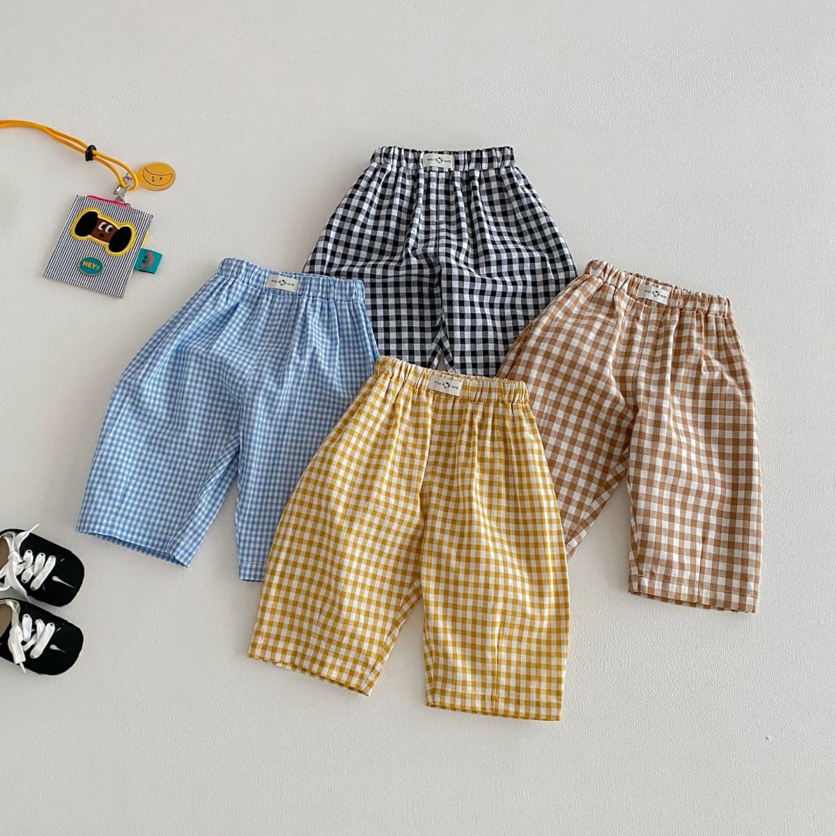 2026 New Spring 0-5Y Boys Pants Korean Style Plaid Straight-Leg Casual Pants Elastic Waist Children Clothing