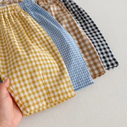 2026 New Spring 0-5Y Boys Pants Korean Style Plaid Straight-Leg Casual Pants Elastic Waist Children Clothing