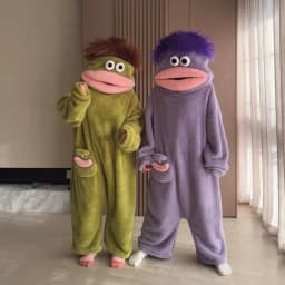Kids Boys Girls Funny Cartoon Big Mouth Monster Onesie Pajamas Autumn Winter Thick Warm Coral Fleece Homewear Halloween Costumes