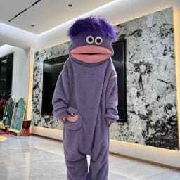 Kids Boys Girls Funny Cartoon Big Mouth Monster Onesie Pajamas Autumn Winter Thick Warm Coral Fleece Homewear Halloween Costumes