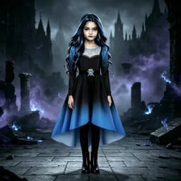 2026 Girls Heir Blue Top + SkirtPants Devil's Wonderland Halloween Fancy Dress Outfit Kids Carnival Birthday Party Clothes Girls