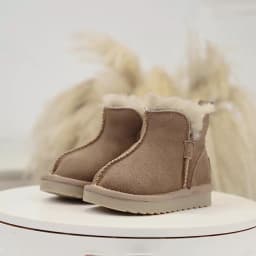 GT-CECD New Winter Children Snow Boots Genuine Leather Girls Boots Warm Plush Boy Shoes Fashion Kids Boots Baby Toddler Shoes