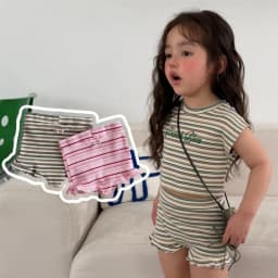 TZ2866 Unisex Summer Striped Short Sleeve Two-Piece Set Children's Clothing for Boys And Girls