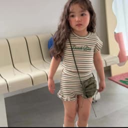 TZ2866 Unisex Summer Striped Short Sleeve Two-Piece Set Children's Clothing for Boys And Girls