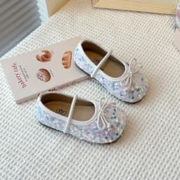 Girls' Shoes 2025 Spring New Fashion Little Girl Sequin Princess Shoes Soft Sole Girls' Shallow Mouth Single Shoes Breathable
