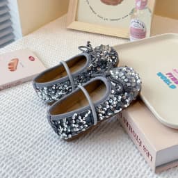 Girls' Shoes 2025 Spring New Fashion Little Girl Sequin Princess Shoes Soft Sole Girls' Shallow Mouth Single Shoes Breathable