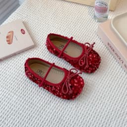 Girls' Shoes 2025 Spring New Fashion Little Girl Sequin Princess Shoes Soft Sole Girls' Shallow Mouth Single Shoes Breathable
