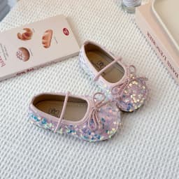 Girls' Shoes 2025 Spring New Fashion Little Girl Sequin Princess Shoes Soft Sole Girls' Shallow Mouth Single Shoes Breathable