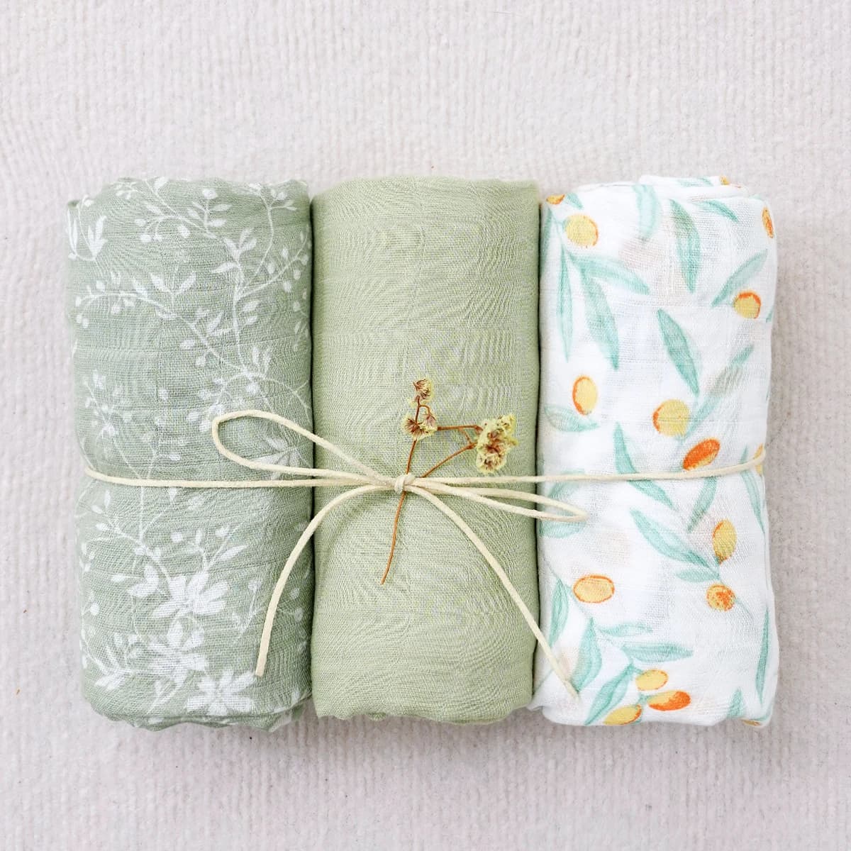 Elinfant 3PCS Bamboo Cotton Muslin Swaddle Blanket Newborn Swaddle Wrap Soft Cozy Nursing Cover Baby Quilt Swaddle Blankets