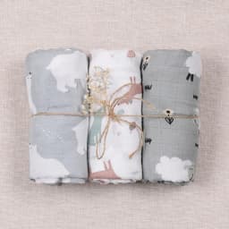 Elinfant 3PCS Bamboo Cotton Muslin Swaddle Blanket Newborn Swaddle Wrap Soft Cozy Nursing Cover Baby Quilt Swaddle Blankets