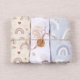 Elinfant 3PCS Bamboo Cotton Muslin Swaddle Blanket Newborn Swaddle Wrap Soft Cozy Nursing Cover Baby Quilt Swaddle Blankets