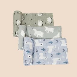 Elinfant 3PCS Bamboo Cotton Muslin Swaddle Blanket Newborn Swaddle Wrap Soft Cozy Nursing Cover Baby Quilt Swaddle Blankets