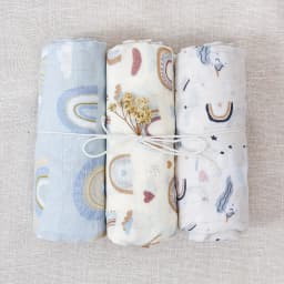 Elinfant 3PCS Bamboo Cotton Muslin Swaddle Blanket Newborn Swaddle Wrap Soft Cozy Nursing Cover Baby Quilt Swaddle Blankets