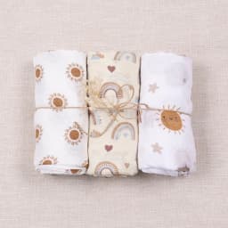 Elinfant 3PCS Bamboo Cotton Muslin Swaddle Blanket Newborn Swaddle Wrap Soft Cozy Nursing Cover Baby Quilt Swaddle Blankets