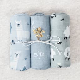 Elinfant 3PCS Bamboo Cotton Muslin Swaddle Blanket Newborn Swaddle Wrap Soft Cozy Nursing Cover Baby Quilt Swaddle Blankets
