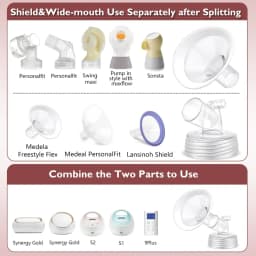 2 Packs Flange Set, Updated Soft Rim Shield and Wide Mouth Base Connector Pump Parts for Spectra S2 S1 9 Plus Breast Pump