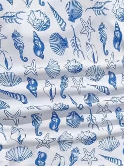 Girls' Swimwear with Shell, Seahorse, and Starfish Elements, Full-Printed One-Piece Swimsuit, Soft and Comfortable Fabric, Light Blue with Full Print, Suitable for 8-12 Year Old Children for Beach Vacations