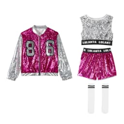 LOlanta Girls Sequin Dance Costume Sparkle Hip Hop Jazz Dance Dresses Modern Dancing Outfits 4-14 Years