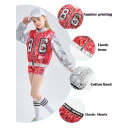 LOlanta Girls Sequin Dance Costume Sparkle Hip Hop Jazz Dance Dresses Modern Dancing Outfits 4-14 Years