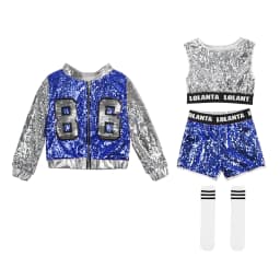 LOlanta Girls Sequin Dance Costume Sparkle Hip Hop Jazz Dance Dresses Modern Dancing Outfits 4-14 Years