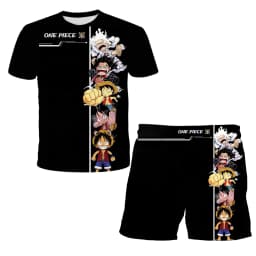 2026 Boys' One Piece 3D T-shirt Set, Super Cool Luffy Zoro Summer Top + Shorts, Children's Short-Sleeve Birthday Gift for Boys