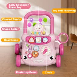 Baby Push Walker with Music Activity Center Multifunction Cartoon Learning Toddler Walker Toys for 18M+ Boys Girls