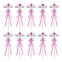 Wholesale 10pcs/Set Girls Princess Dress Up Diamond Crown Magic Wand Children Play Toys Elsa Snowflake Wand Kids Party Favor