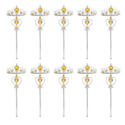 Wholesale 10pcs/Set Girls Princess Dress Up Diamond Crown Magic Wand Children Play Toys Elsa Snowflake Wand Kids Party Favor