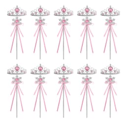 Wholesale 10pcs/Set Girls Princess Dress Up Diamond Crown Magic Wand Children Play Toys Elsa Snowflake Wand Kids Party Favor