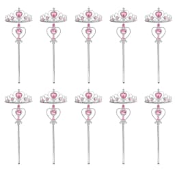 Wholesale 10pcs/Set Girls Princess Dress Up Diamond Crown Magic Wand Children Play Toys Elsa Snowflake Wand Kids Party Favor