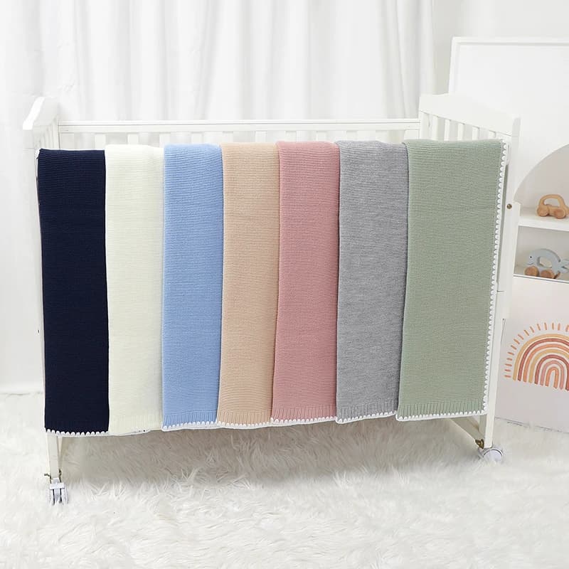 Solid Baby Receiving Blankets for Girl & Boy 90*70cm Knitting Newborn Netural Dual-Use Crib Nap Bedding Sheets Children Cellular