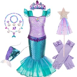 Girls Mermaid Costume Princess Kids Purple Dress Cosplay Children Clothing Fancy Carnival Birthday Party Dresses