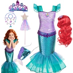 Girls Mermaid Costume Princess Kids Purple Dress Cosplay Children Clothing Fancy Carnival Birthday Party Dresses
