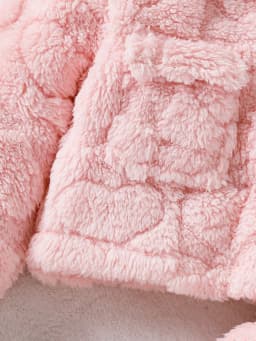 Three piece set of baby girl casual pink plush long sleeved jacket, plush long sweatpants, and pit top as a versatile base for w