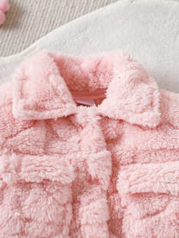 Three piece set of baby girl casual pink plush long sleeved jacket, plush long sweatpants, and pit top as a versatile base for w