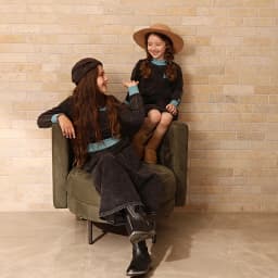 New Fall Collection Family Matching Children Clothes Boy Shirt Girls Dress 2Pcs Girls Outfit baby Set Garment Washing Black Gray