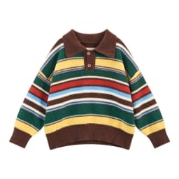 Boys' and girls' autumn sweaters, children's retro striped color-blocked knit tops