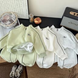 Children's Clothing Sweatshirt Sets 2026 New Autumn Boys Girls Long Sleeves Half Zipper Tops+Pants 2PCS Kids Tracksuit 1-14Years
