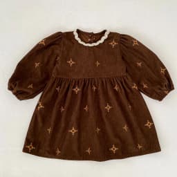 Toddler Sister Denim Bow Print 2-6Yrs Dress & 0-24M Baby Romper Ruffle Lace Collar Long Sleeve Infant Girls Sibling Clothes