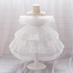 Elegant Sequin Party Baby Girl Dress Toddler Lace 1st Birthday Tailing Princess Prom Gown Wedding Bridesmaid Kid Evening Dresses