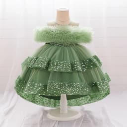 Elegant Sequin Party Baby Girl Dress Toddler Lace 1st Birthday Tailing Princess Prom Gown Wedding Bridesmaid Kid Evening Dresses