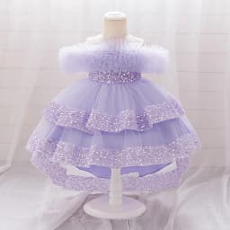 Elegant Sequin Party Baby Girl Dress Toddler Lace 1st Birthday Tailing Princess Prom Gown Wedding Bridesmaid Kid Evening Dresses
