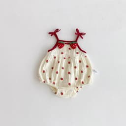 2026 Summer Cute Baby Bodysuit Strawberry Pattern Camisole One Piece Clothing Yellow Sleeveless Clothes for Toddler Girls
