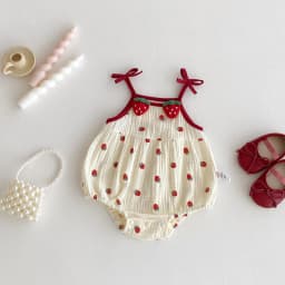2026 Summer Cute Baby Bodysuit Strawberry Pattern Camisole One Piece Clothing Yellow Sleeveless Clothes for Toddler Girls