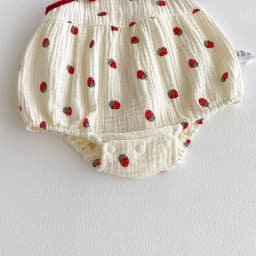 2026 Summer Cute Baby Bodysuit Strawberry Pattern Camisole One Piece Clothing Yellow Sleeveless Clothes for Toddler Girls