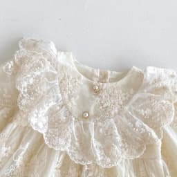 2026 Baby Girl Princess Dress 0-24M Vintage Lace Embroidered Ruffled Collar Romper Dress with Snap Closure Formal Party Dress