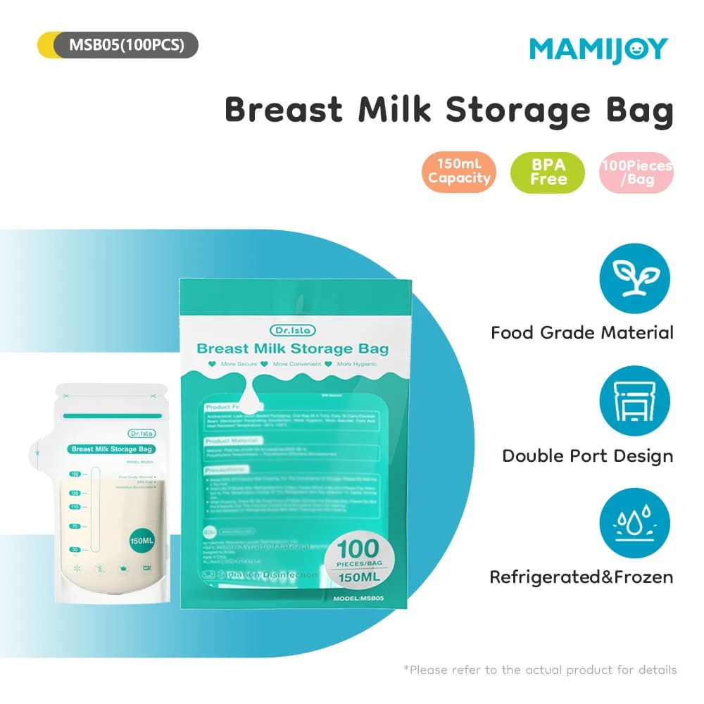 MAMIJOY 100PCS Breast Milk Storage Bag 150ML Disposable Small Capacity Frozen Milk Storage Bag Safe Feeding Bags BPA-FREE MSB05