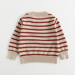 Classic Spring Baby Sweatshirt with Shoulder Buckle 0-3Y Toddler Stripe Knitted Pullover Girls and Boys Loose Base Tops Sweater