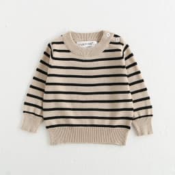 Classic Spring Baby Sweatshirt with Shoulder Buckle 0-3Y Toddler Stripe Knitted Pullover Girls and Boys Loose Base Tops Sweater